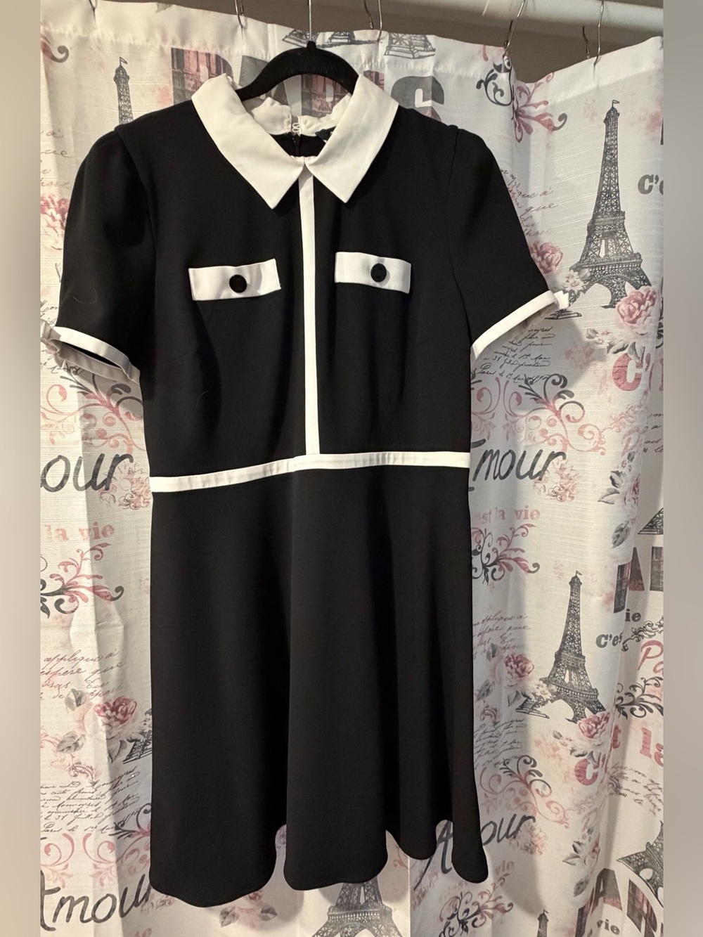 Karl Lagerfeld Black Dress with White Trim